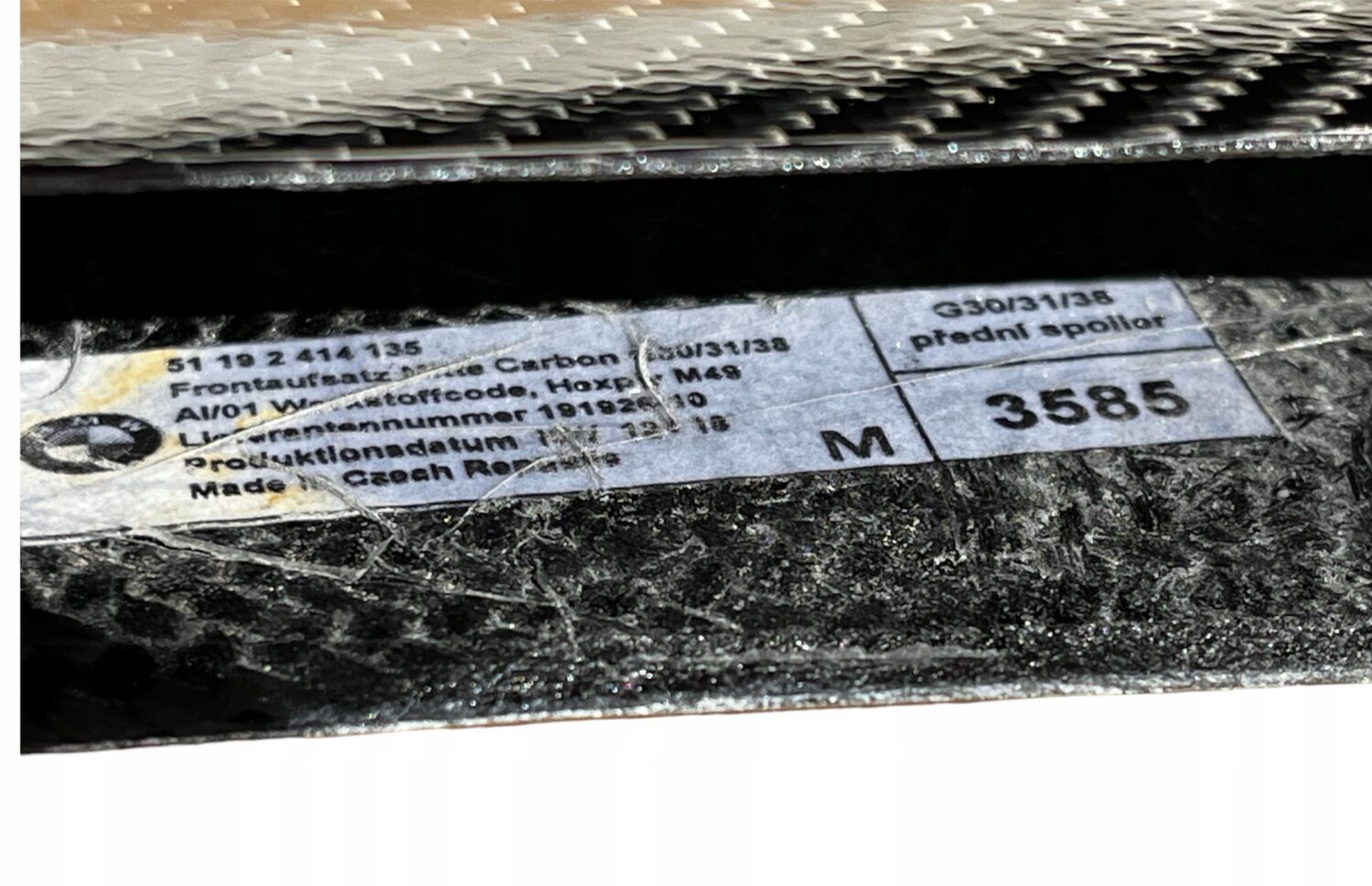 NOUVEAU SPOILER DE PARE-CHOCS AVANT OE CARBONE M-PERFORMANCE BMW 5 G30 G31 51192414135 2414135