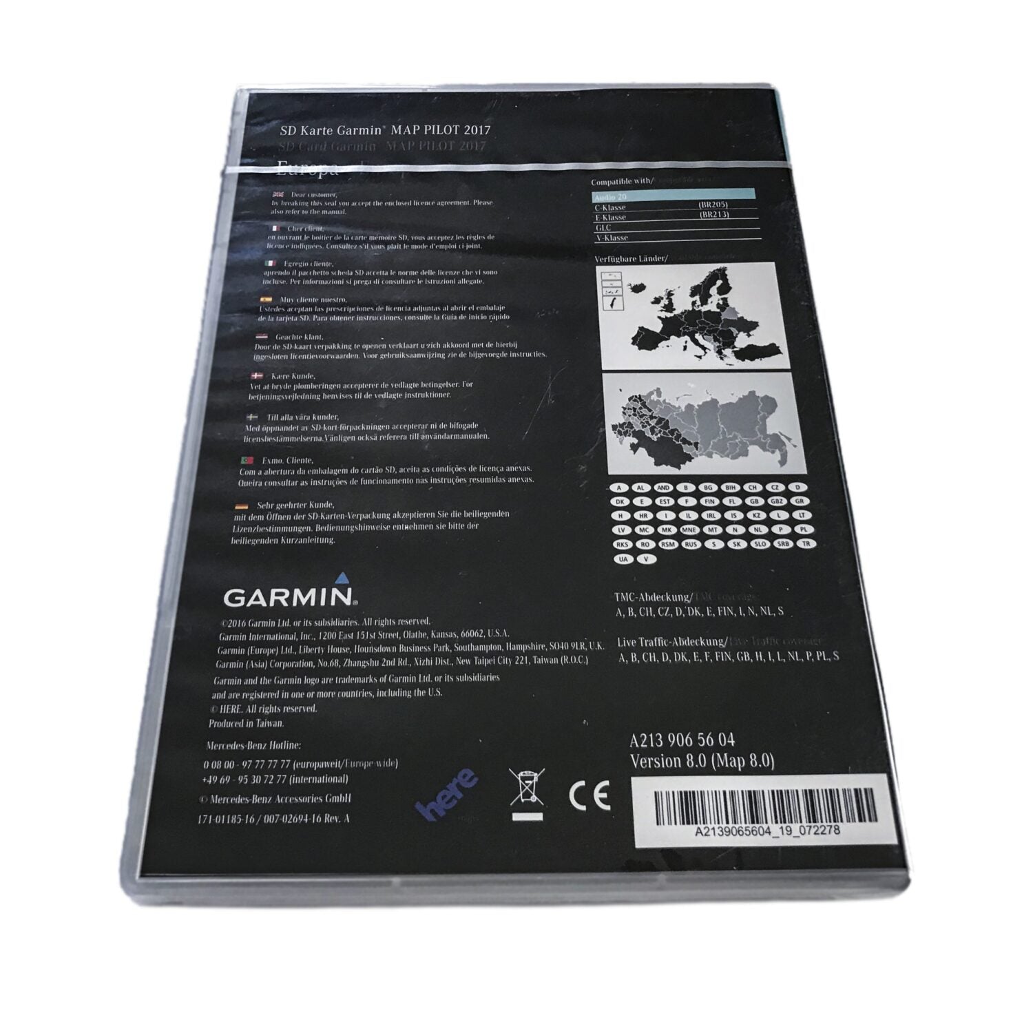 Nowa Oryginal Mapa Garmin MAP PILOT V. 8.0 2017 SD Karta Mercedes C-Klasse W205 W213 V-Klasa A2139065604