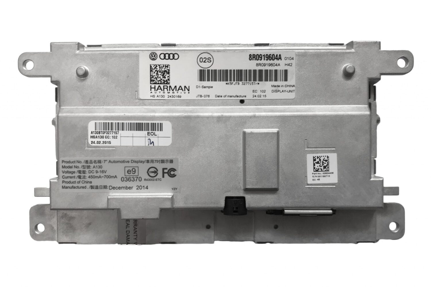 NOVÝ OE NAVIGAČNÍ MONITOR LCD DISPLEJ NAVI 7 3G, 3G+ HARMAN AUDI A4 S4 A5 S5 Q3 Q5 Q7 A6 RS6 8R0919604A