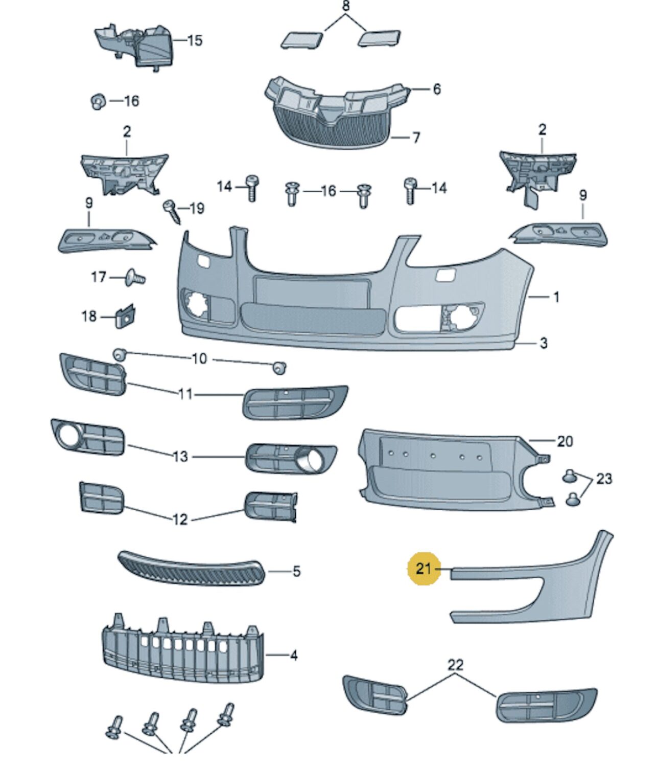 PARAURTI ORIGINALE IN PLASTICA SINISTRO SKODA FABIA ROOMSTER 5J0807245