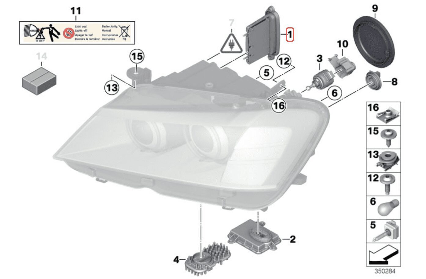 Nouveau contrôleur de module BIX TMS LED au xénon OE BMW X3 F25 7316211, 7316182