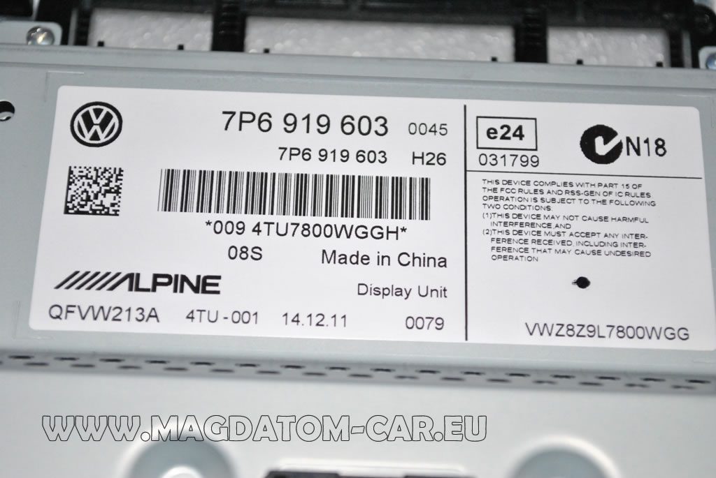NOUVEAU OE MONITEUR NAVIGATION LCD NAVI MMI DISPLAY TOUCH ALPINE VW TOUAREG 7P6919603