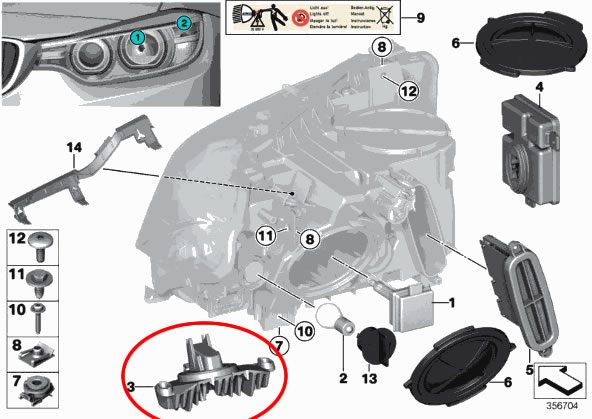 Nový Originální Led Modul Kroužků „Ježek“ Bmw 3 F30 F31 F34 7398766 63117398766
