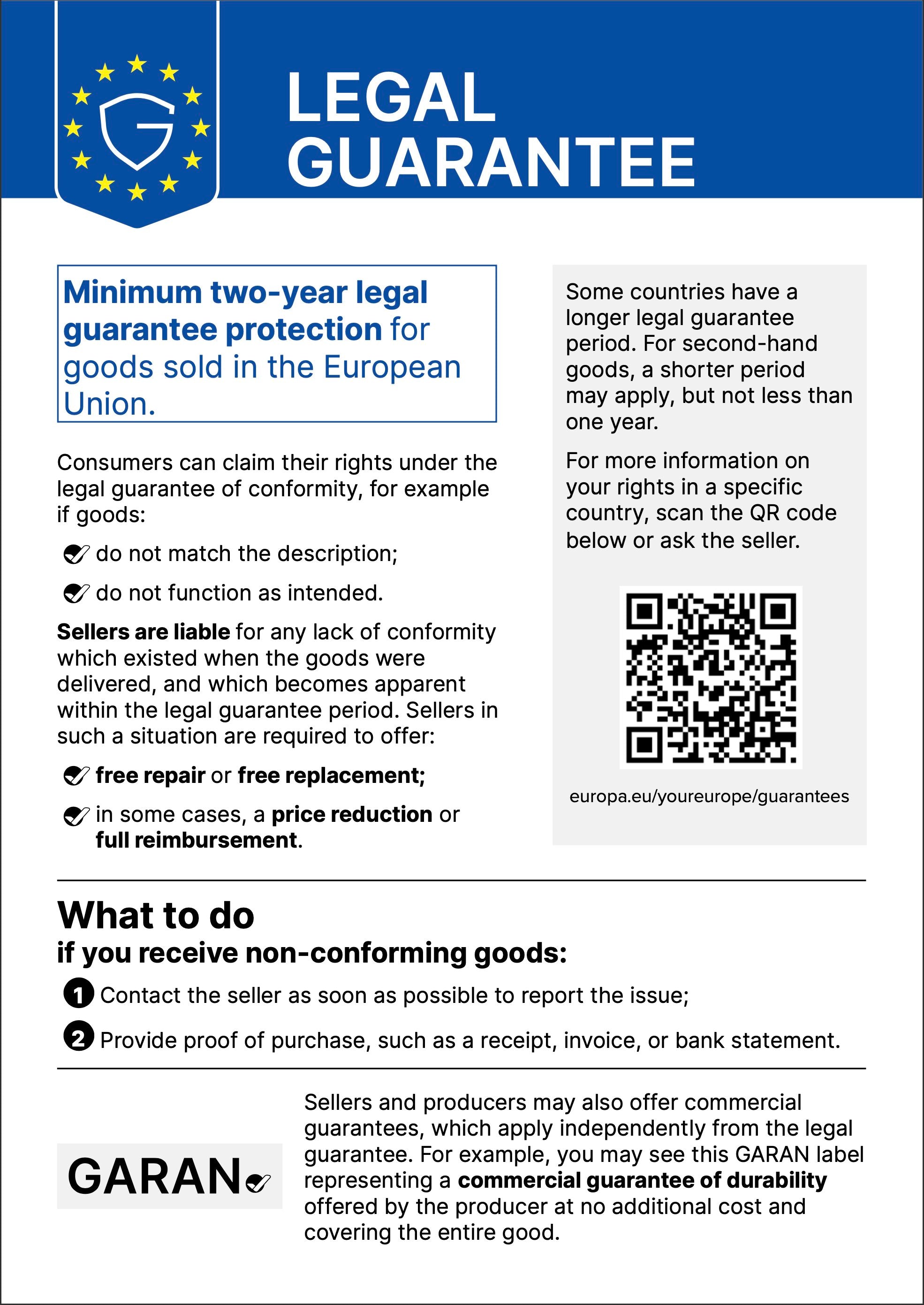 Legal guarantee of conformity