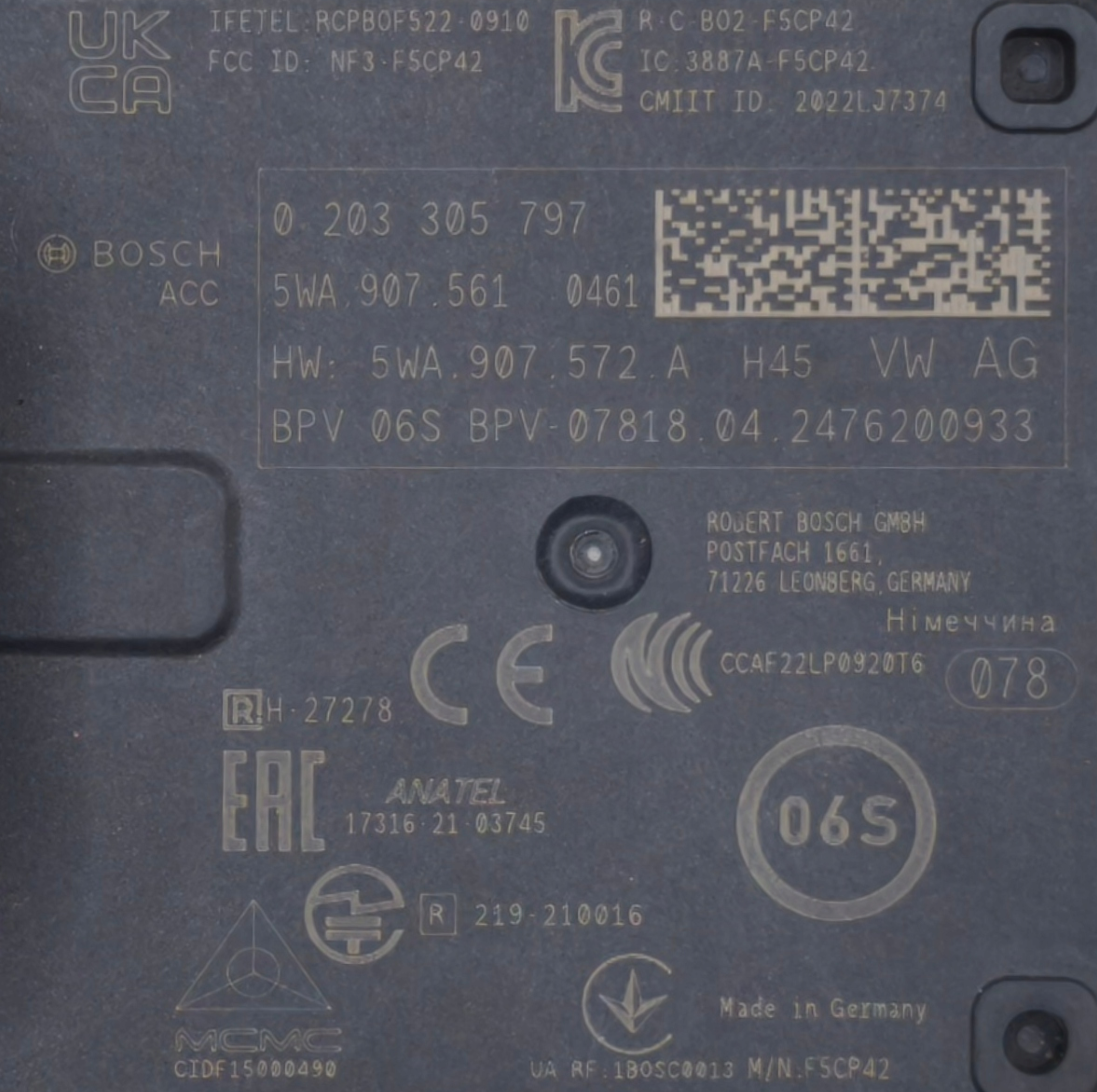 5WA907561 RADAR ACC Škoda Octavia IV 2019 -